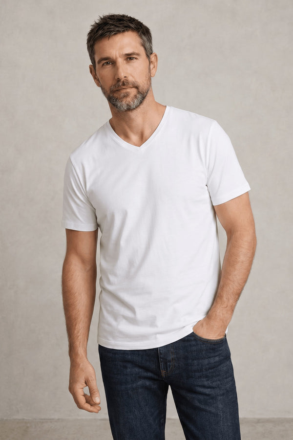Tee shirt col V en coton
