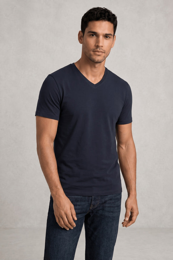 Tee shirt col V en coton