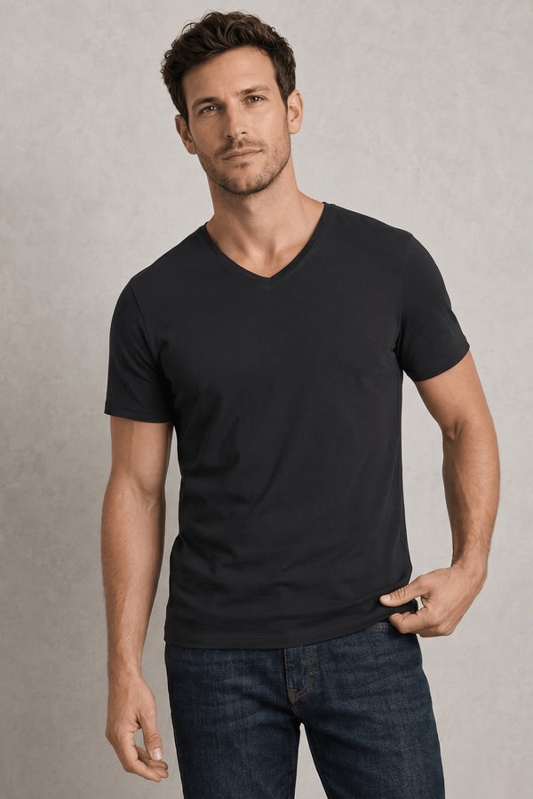 Tee shirt col V en coton