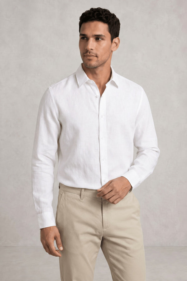 Chemise 100% lin regular unie