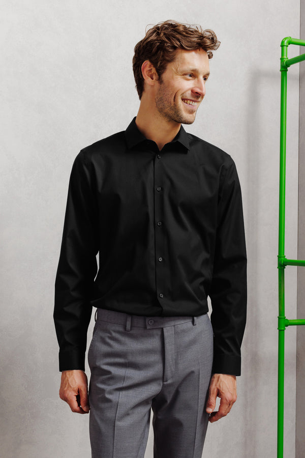 Chemise 100% coton slim sans repassage unie