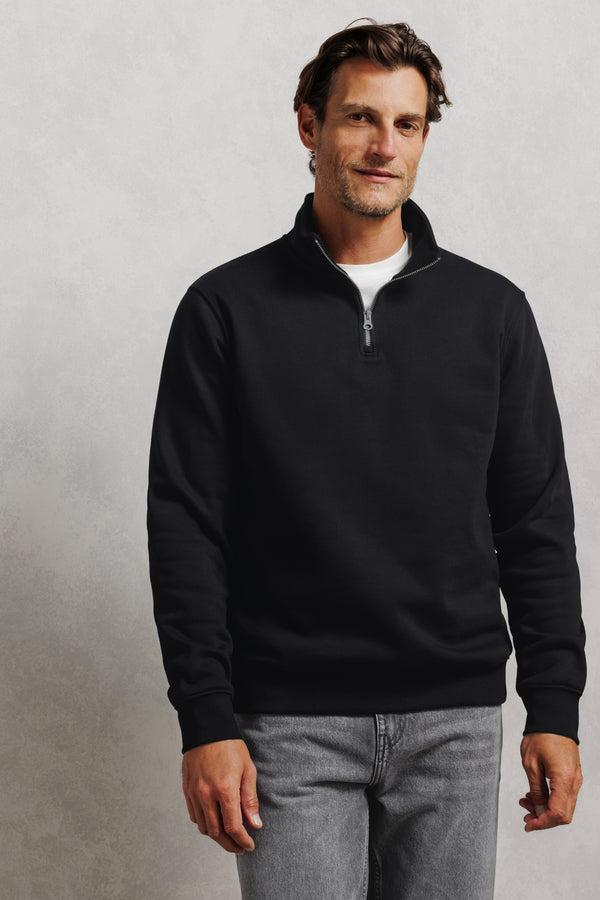 Sweat col montant zippé molleton uni