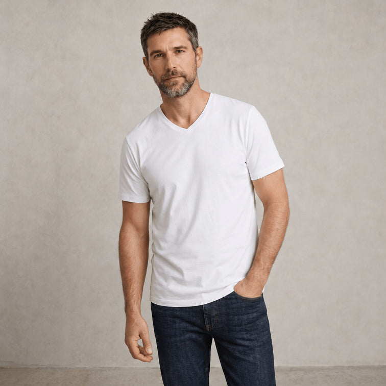 Tee shirt col V en coton