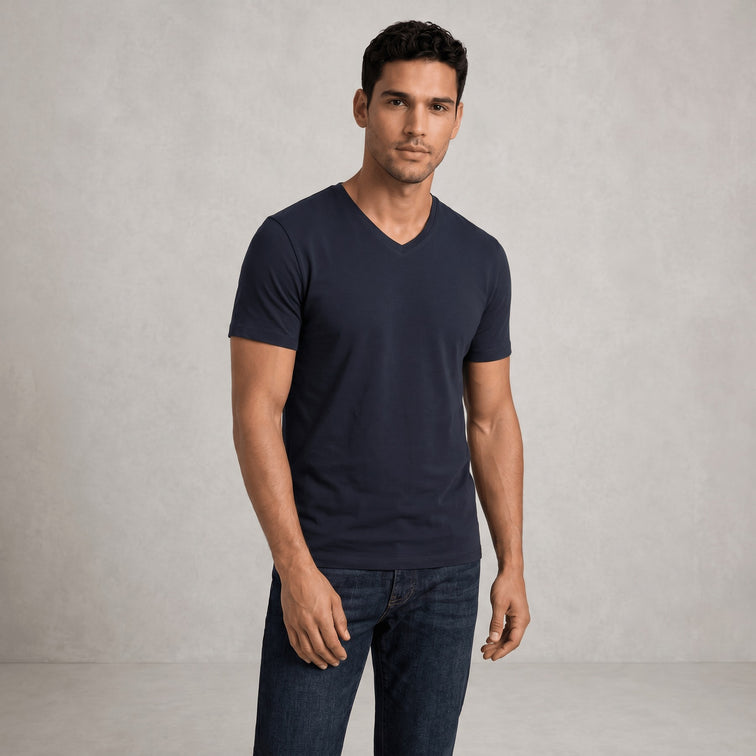 Tee shirt col V en coton