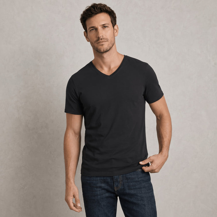 Tee shirt col V en coton