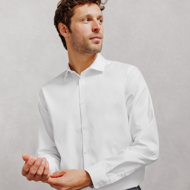 Chemise 100% coton slim sans repassage unie